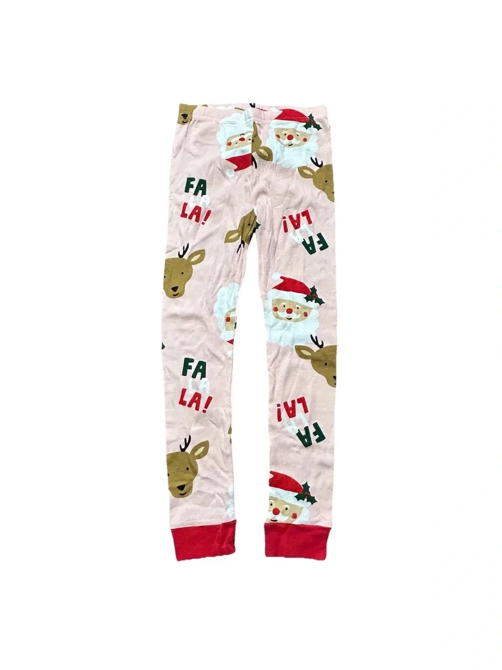 NWOT Girls Pink Christmas Pajama Set Santa Reindeer Falala Size 7